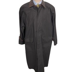 M Julian Santa Fe Coat Mens Large Black Leather Duster Barn Coat 90s Cotton